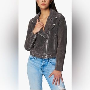 BLANK-NYC Women Luxury Cropped Suede Leather Motorcycle Grey size Small